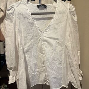 Pomander Place V-Neck White Blouse